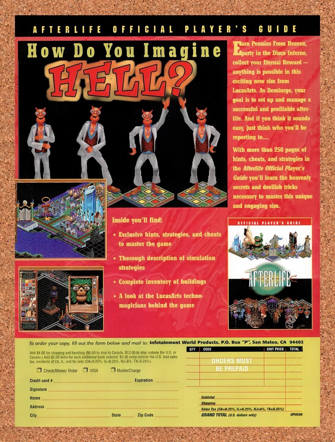 1996 Afterlife Official PC Guide Order Original Ad / Retro Wall Art v1