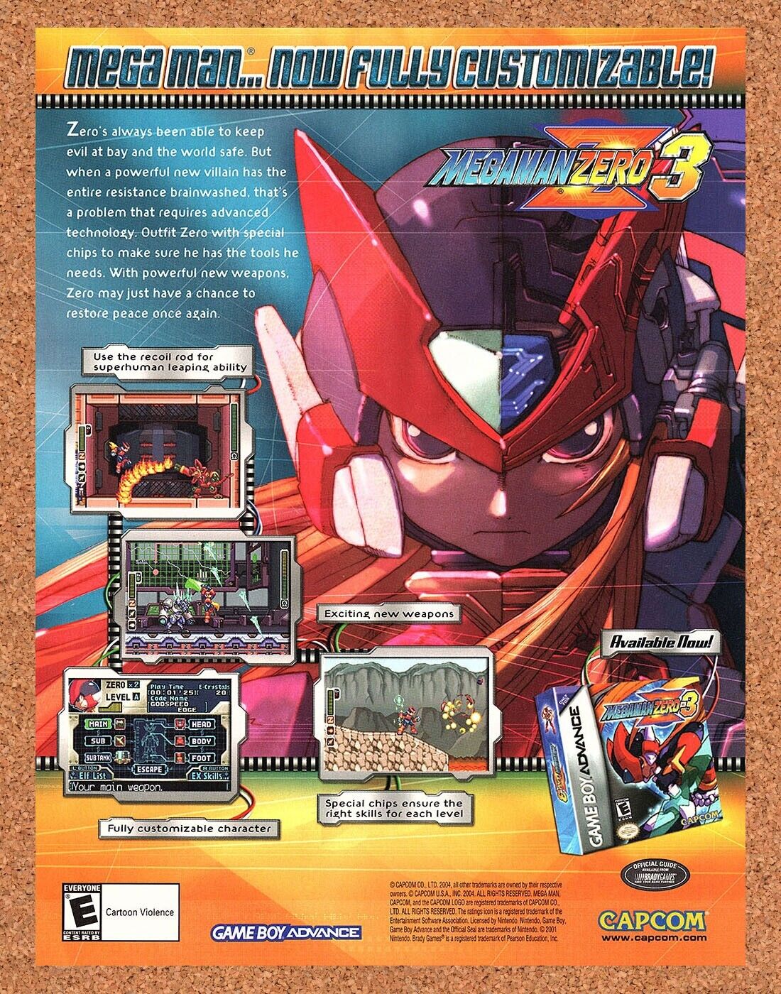 Original 2004 Mega Man Zero 3 GBA Vintage Ad - Video Game Promo Wall Art 1