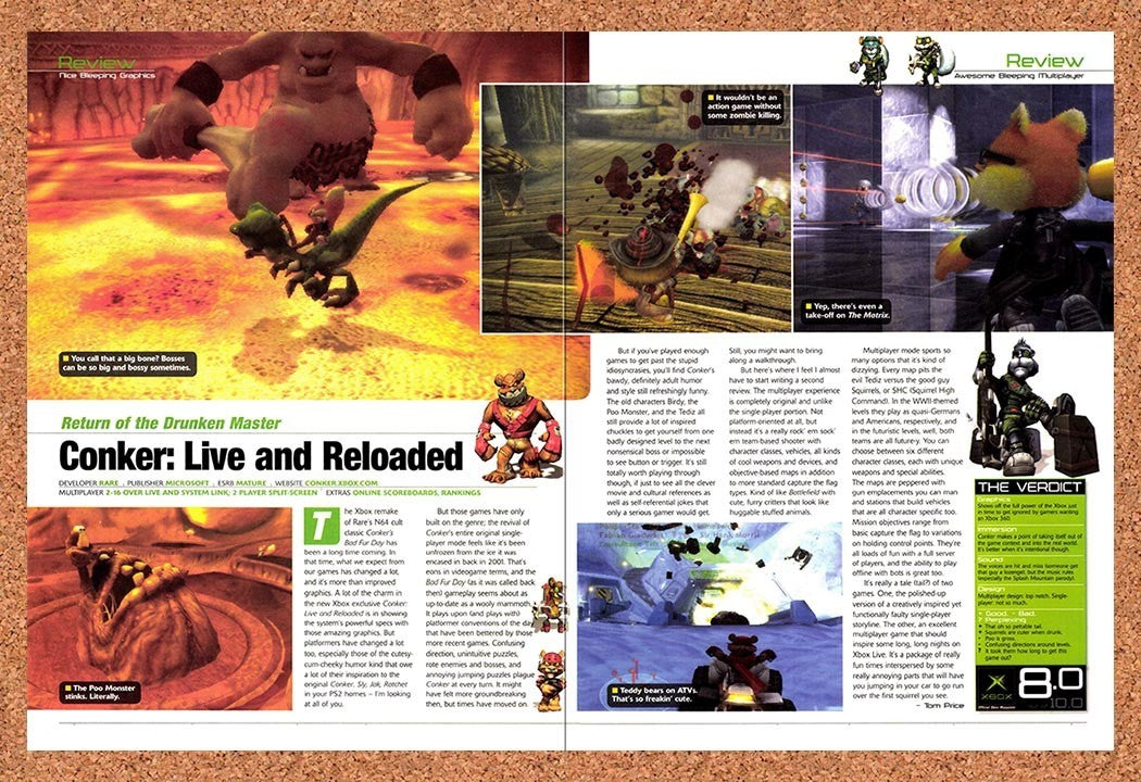 2005 Conker Live And Reloaded Xbox Original Advertisement / Retro Promo vr2