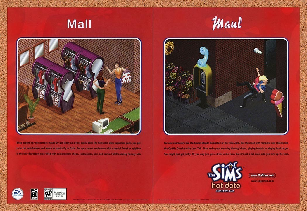 2001 Sims Hot Date PC Original Advertisement / Retro Promo v2