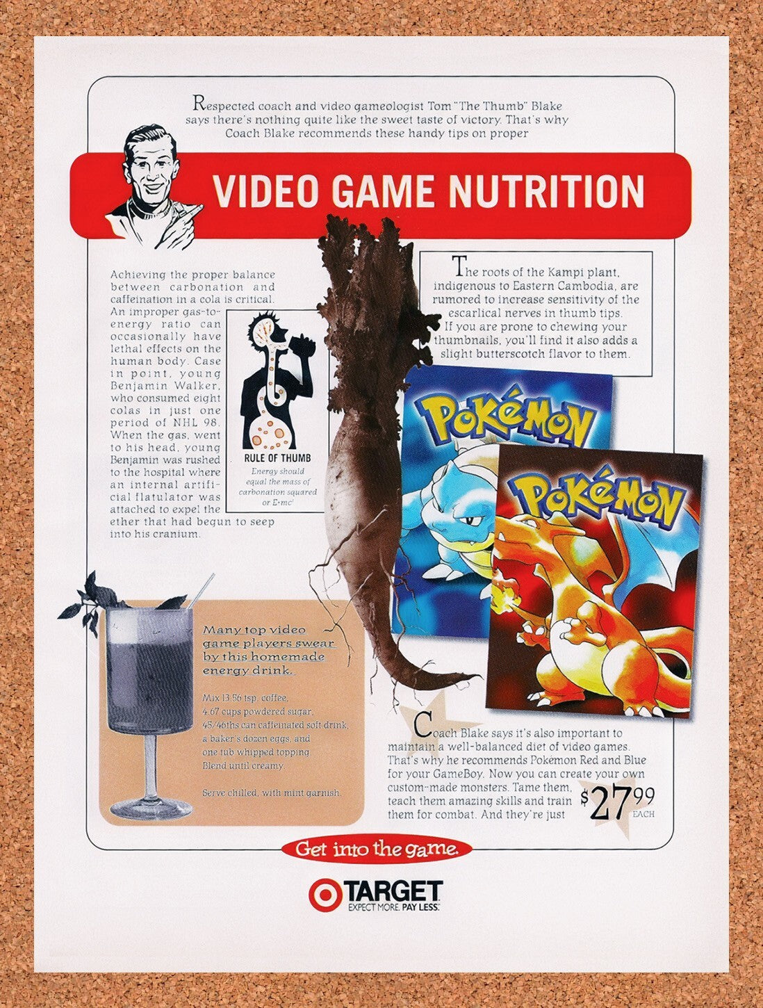 1998 Pokemon Red & Blue Target Original Advertisement / Retro Wall Art v1
