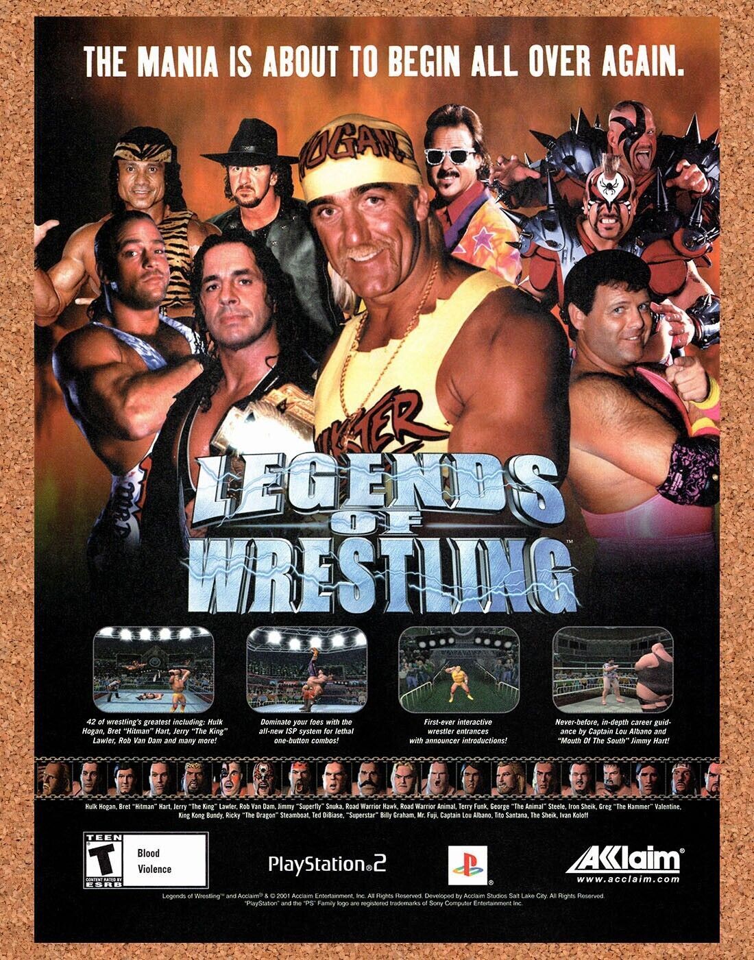 Legends Of Wrestling PS2 Original 2004 Vintage Ad - WWE Video Game Promo