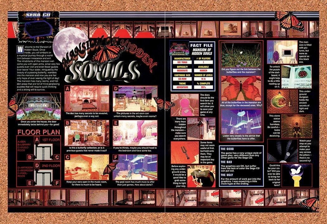 1994 Mansion Of Hidden Souls Sega CD Review Original Advert / Retro Promo v2