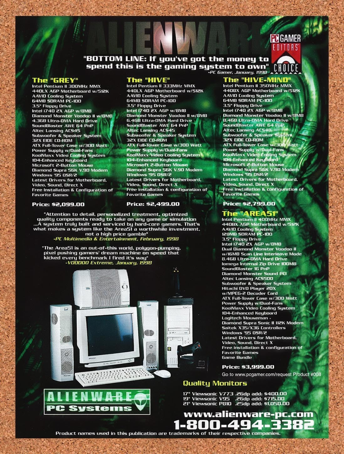 1998 Alienware PC Systems The Grey Original Advertisement / Retro Promo v3