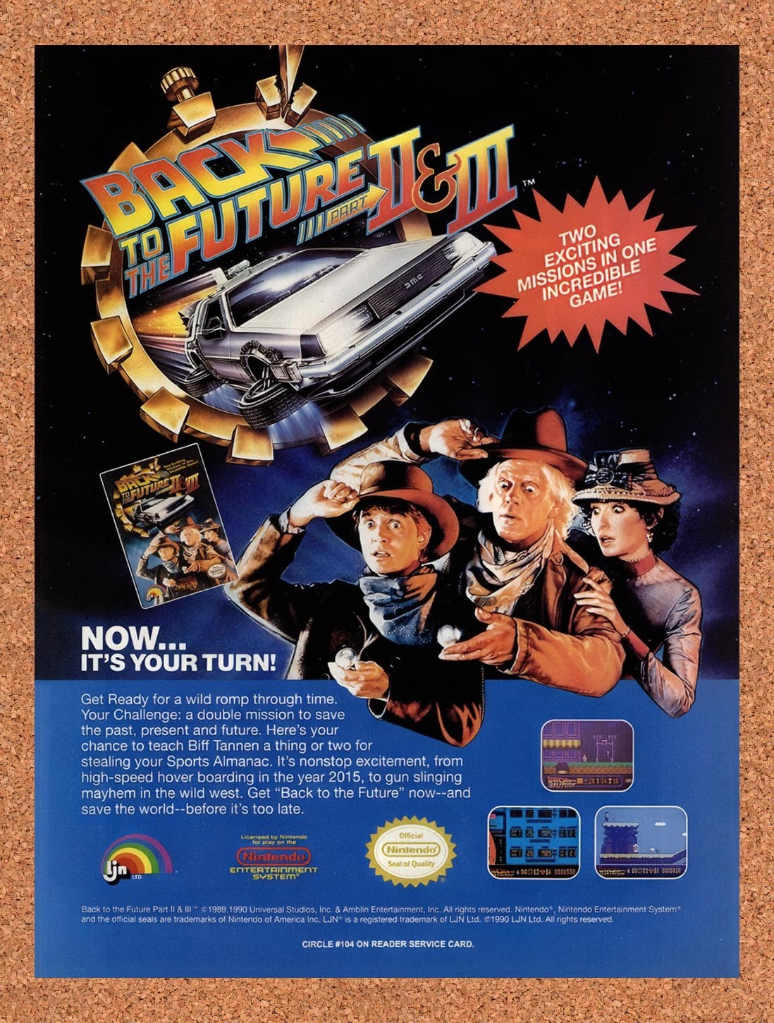 1990 Back To The Future II & III NES Original Advertisement / Retro Promo v1