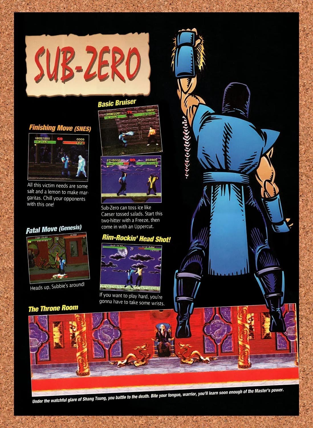 1993 Mortal Kombat Sub-Zero Profile Original Advertisement / Retro Promo v11