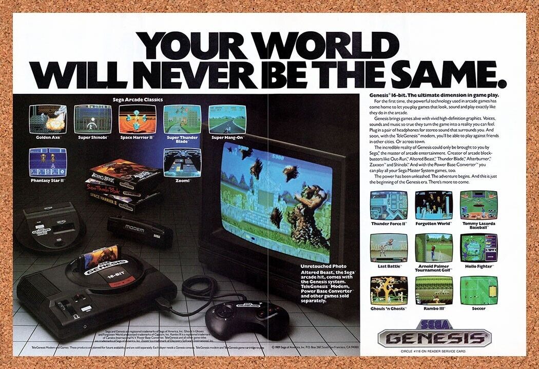 1989 Sega Genesis Altered Beast Original Advertisement / Retro Wall Art v17