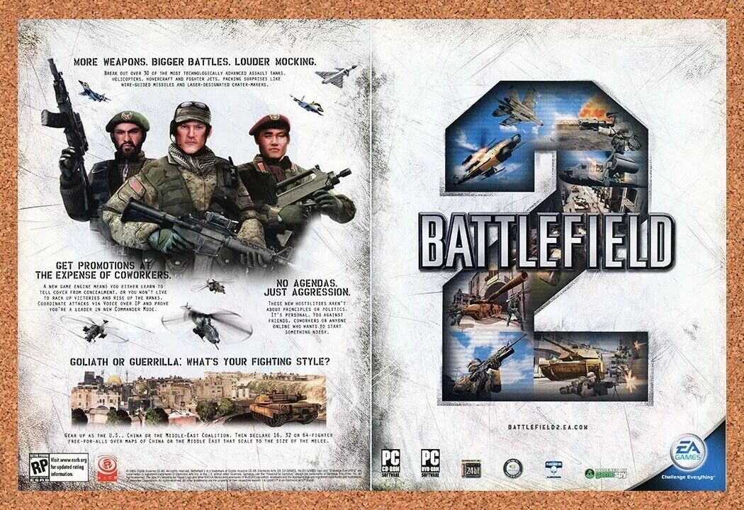 Battlefield 2 PC Original 2007 Ad Authentic Windows FPS WW2 Video Game Promo