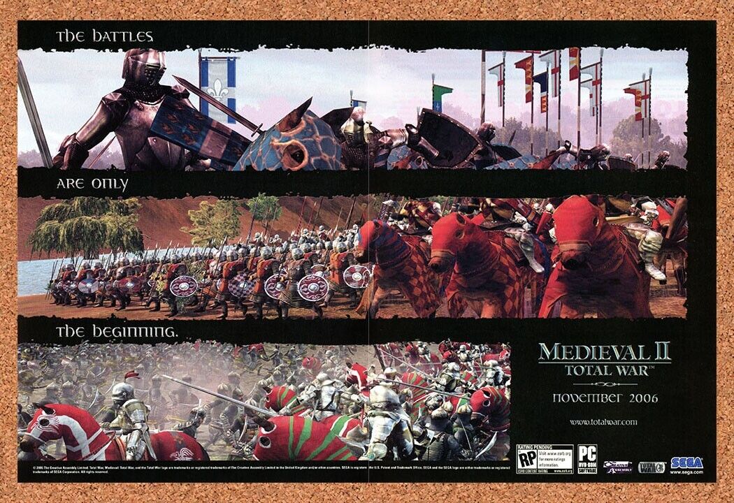Medieval II Total War PC Original 2006 Ad Authentic Sega RTS Video Game Promo