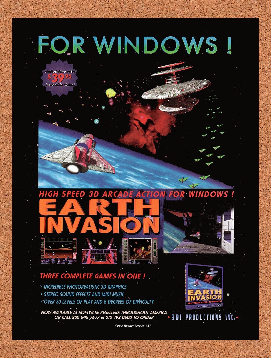1994 Earth Invasion PC Original Advertisement / Retro Promo v1