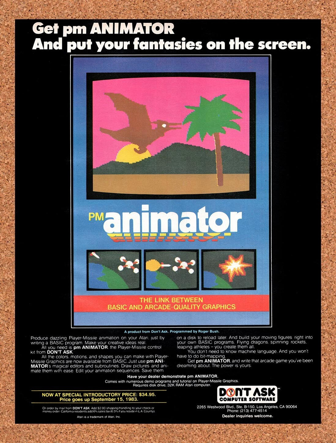 1983 PM Animator Atari 600XL Original Advertisement / Retro Wall Art v1