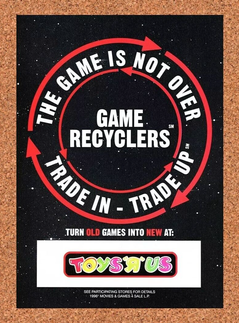 Toys R Us Game Recyclers Original 1996 Ad Authentic Retro Video Game Promo