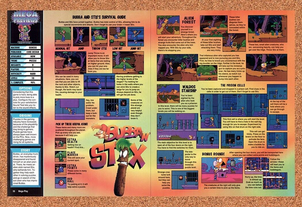 1994 Bubba N Stix Genesis Original Advertisement / Retro Wall Art v2