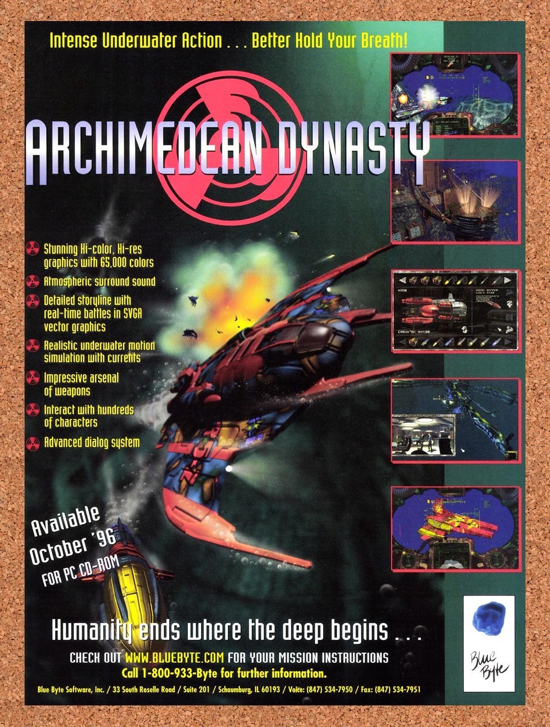 1996 Archimedean Dynasty PC Original Advertisement / Retro Promo v1