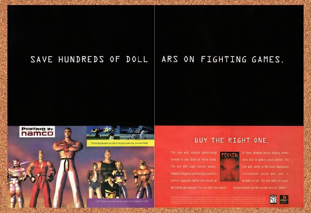 1995 Tekken PS1 Original Advertisement / Retro Wall Art v1