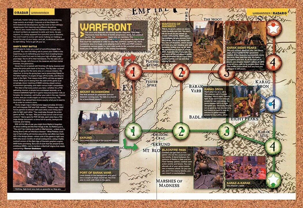 Original 2006 Warhammer Online Age Of Reckoning PC Ad - Video Game Map Promo