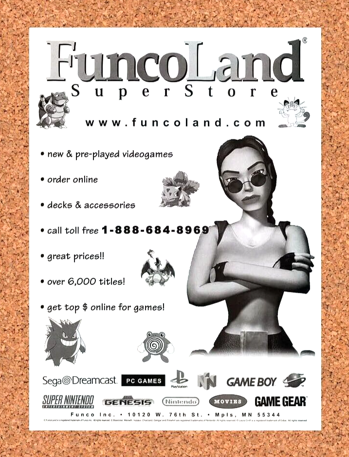 Tomb Raider PS1 FuncoLand Original 1998 Ad Authentic Video Game Promo