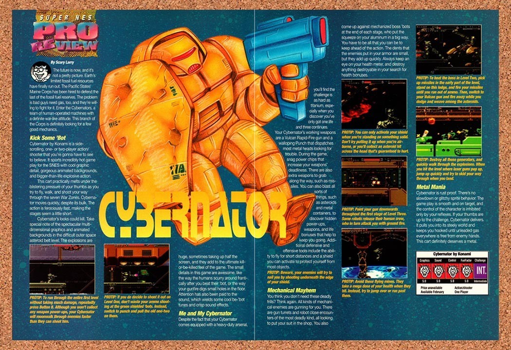 1993 Cybernator SNES Original Advertisement / Retro Promo vr1