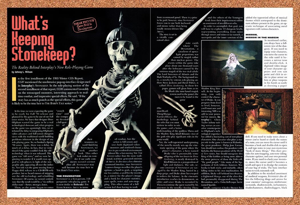 1994 Stonekeep PC Original Advertisement / Retro Promo v2