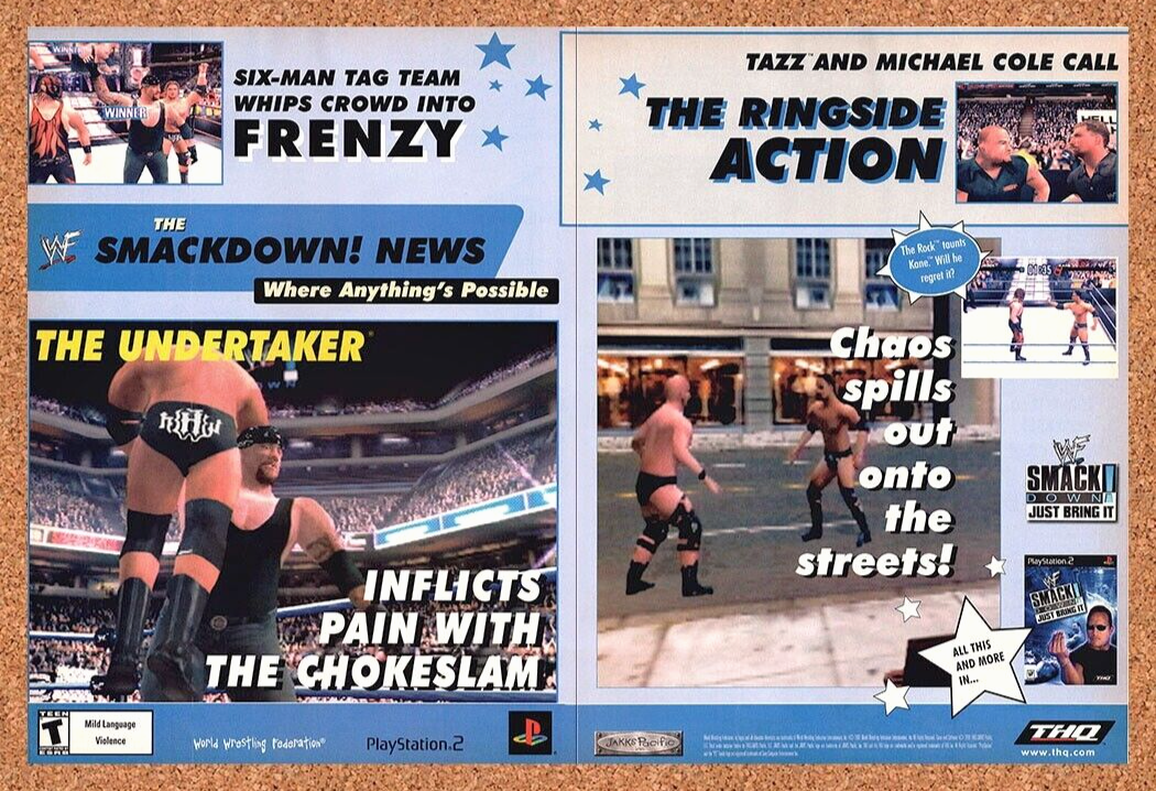 2001 WWF SmackDown Just Bring It PS2 Original Advertisement / Retro Promo v1