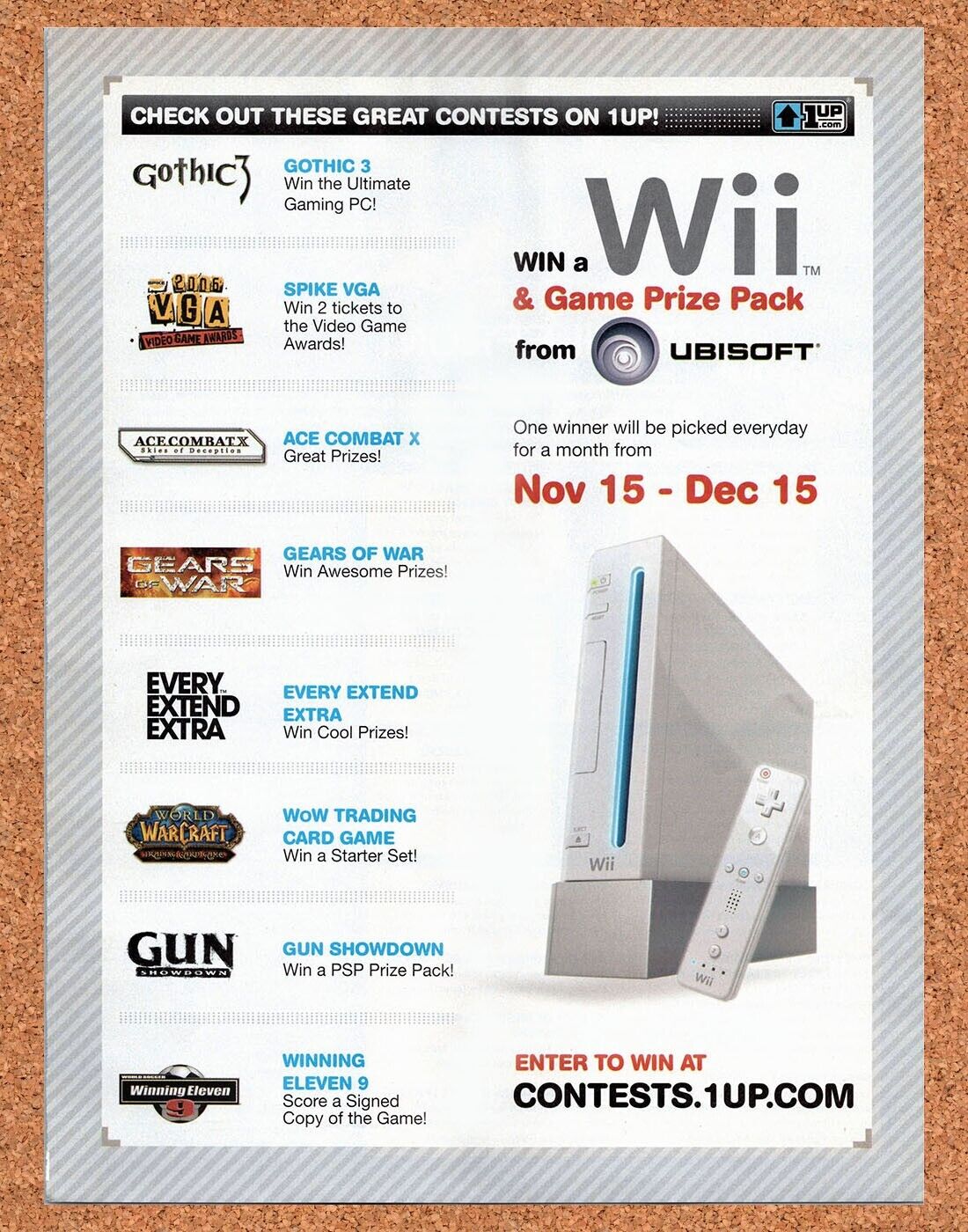 Nintendo Wii Console Original 2006 Vintage Ad - Video Game Sweepstakes Promo