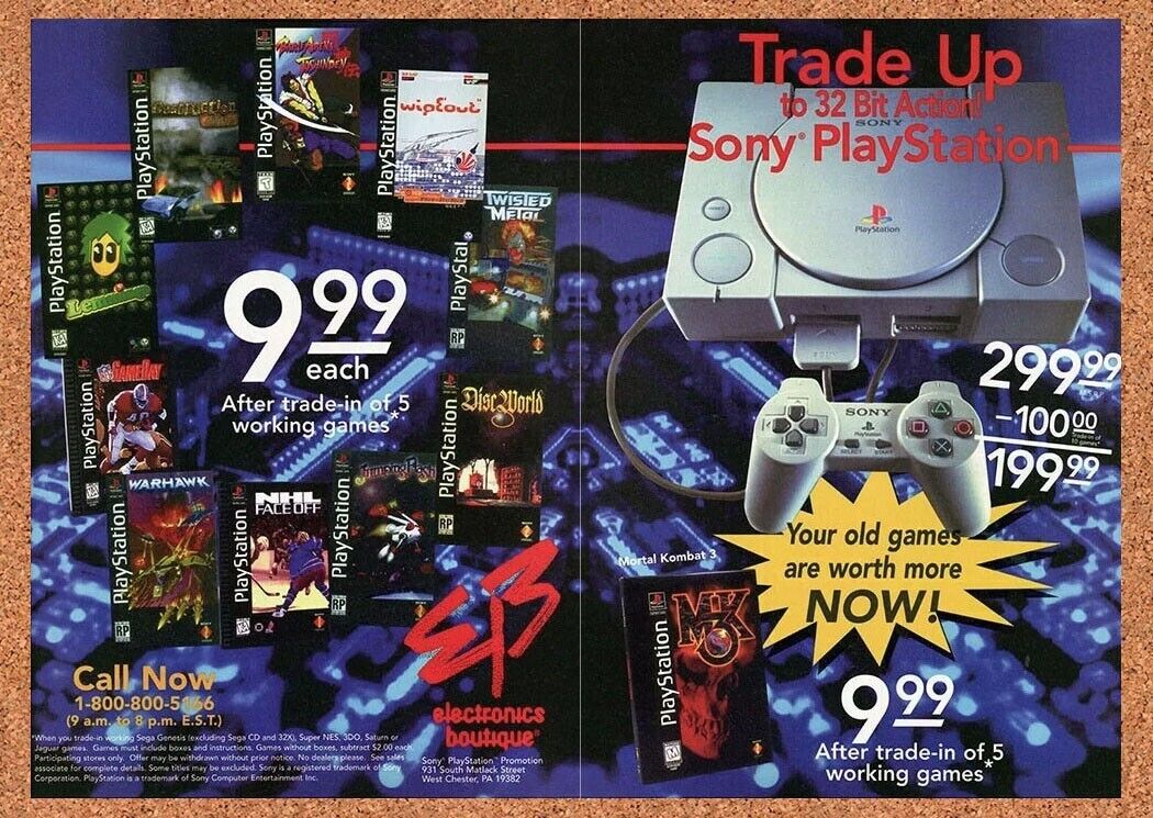 Electronics Boutique EB Games Original 2002 Ad Authentic PS1 Trade In Promo