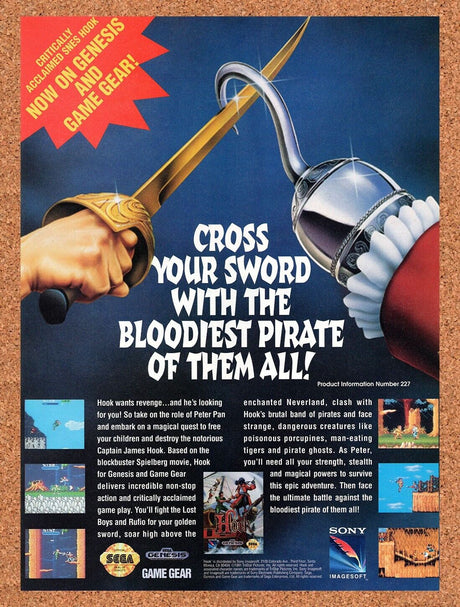 1993 Hook Genesis Original Advertisement / Retro Wall Art v1