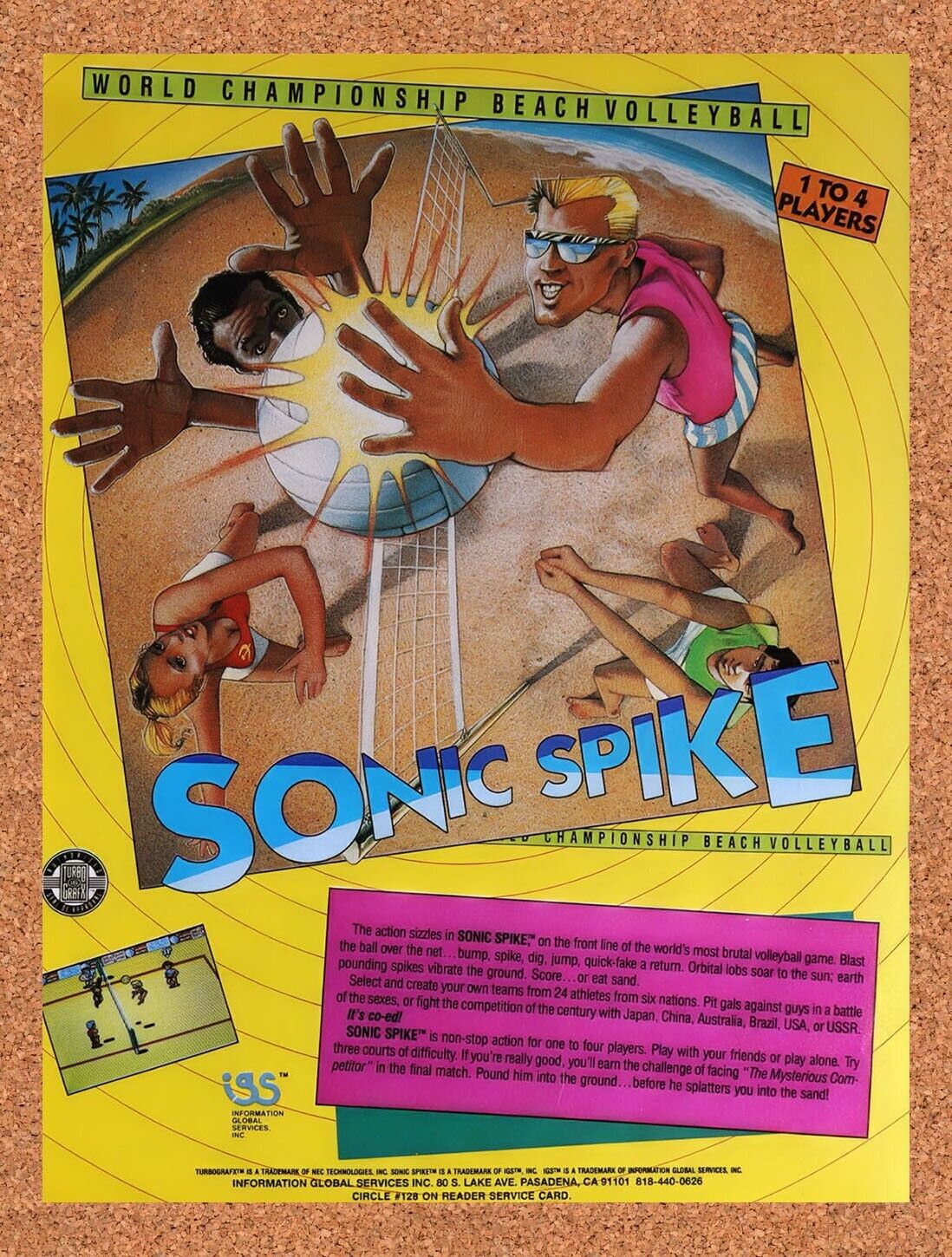 1990 Sonic Spike Turbo Grafx-16 Original Advertisement / Retro Wall Art v1