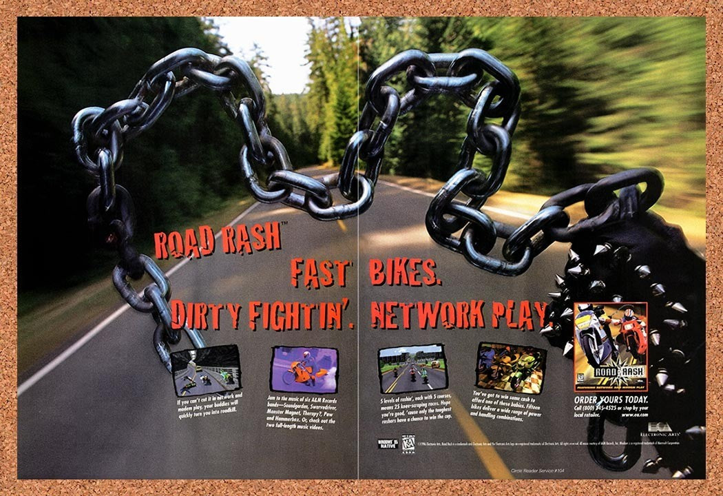 1996 Road Rash 2 PC Original Advertisement / Retro Promo v2