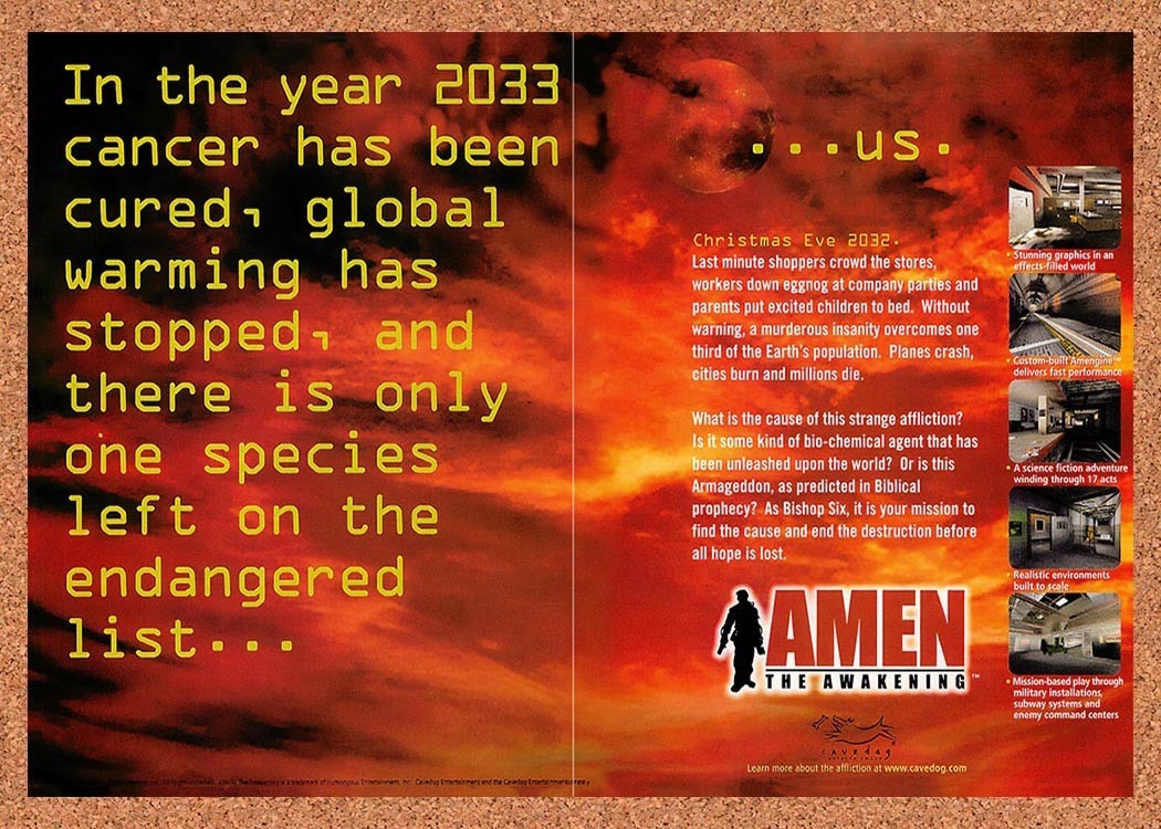 1999 Amen The Awakening PC Original Advertisement / Retro Promo v2