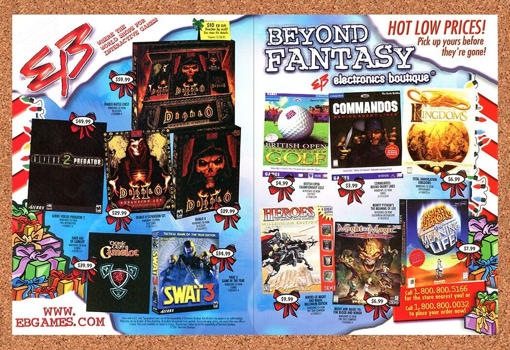 EB Games Christmas Original 2003 Ad Authentic Diablo II Video Game Promo v2
