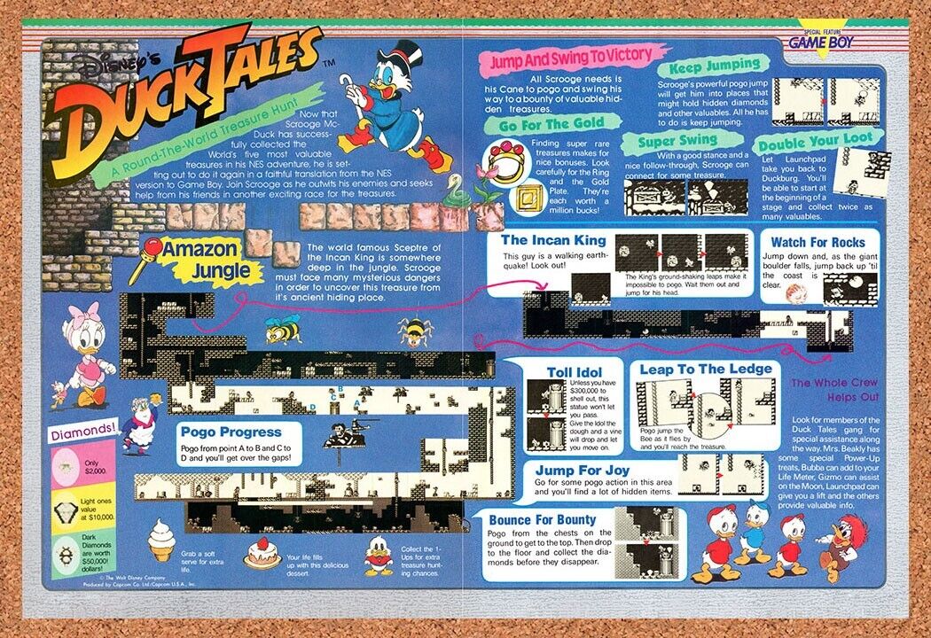 1990 Duck Tales Game Boy Original Advertisement / Retro Wall Art v1