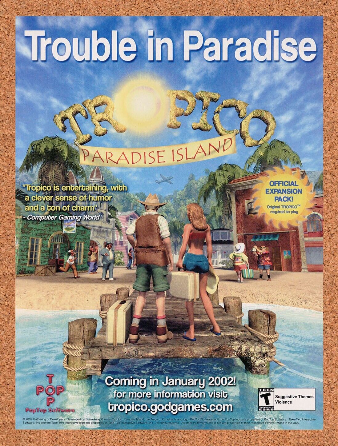 Tropico Paradise Island PC Original 2003 Ad Authentic RTS Video Game Promo