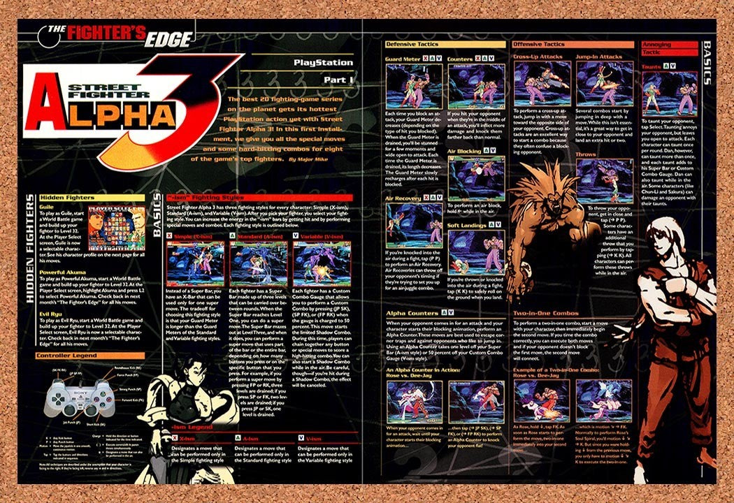 1999 Street Fighter Alpha 3 PS1 Original Advertisement / Retro Promo vr1