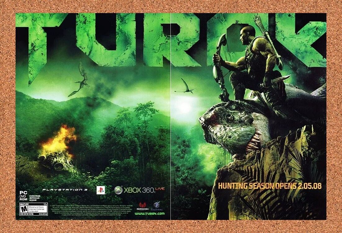 Turok Dinosaur Hunter Xbox 360 Original 2010 Ad Authentic Video Game Promo v2