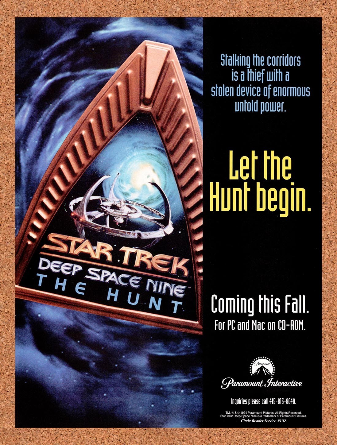 1994 Star Trek Deep Space Nine The Hunt PC Original Advert / Retro Promo v1