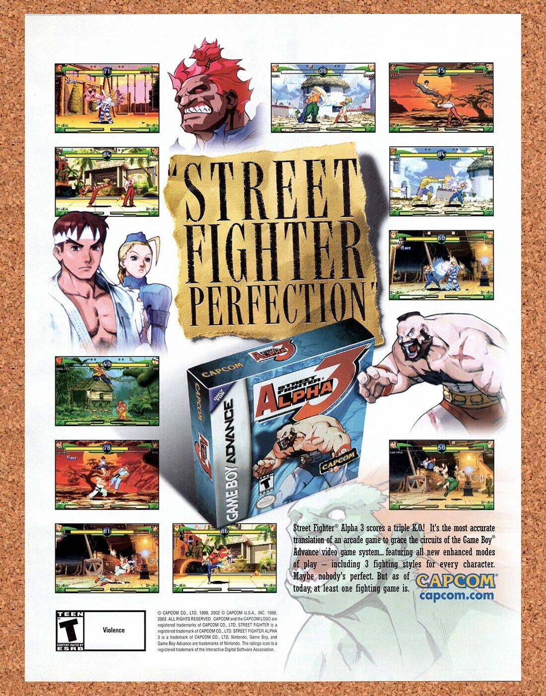 Street Fighter Alpha 3 GBA Original 2003 Vintage Ad - Video Game Promo