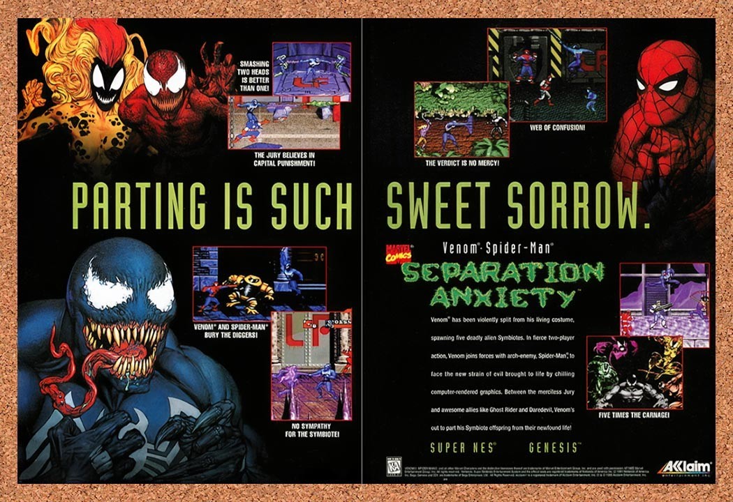 1995 Separation Anxiety SNES Original Advertisement / Retro Promo v2