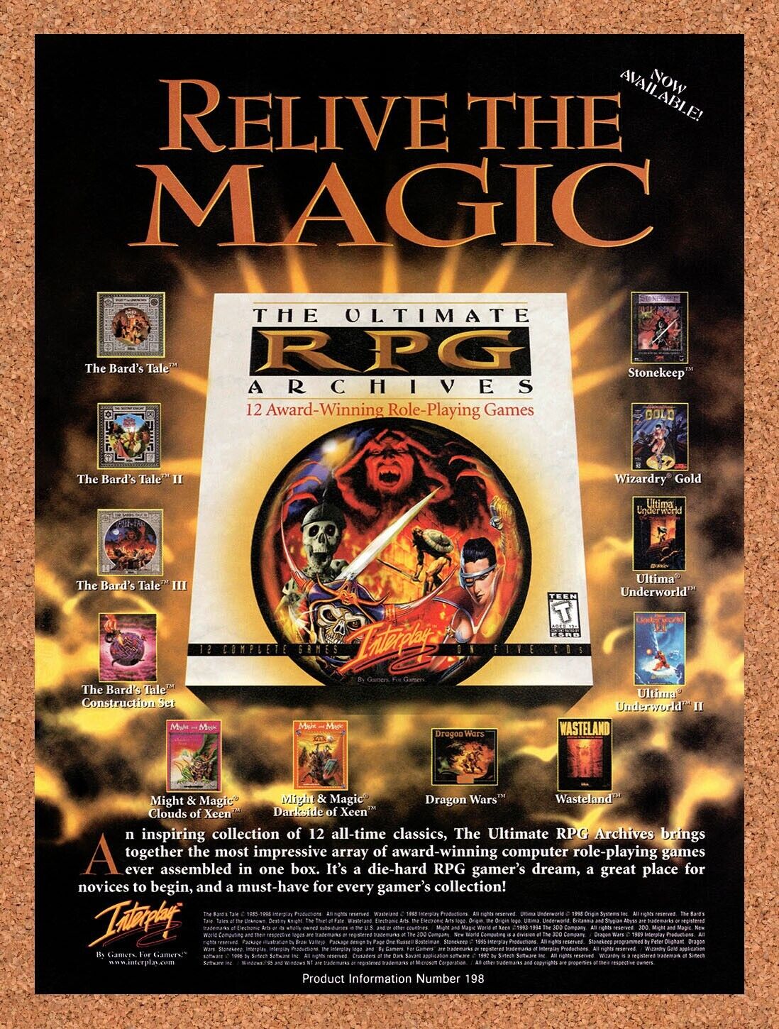1998 Ultimate RPG Archives PC Original Advertisement / Retro Wall Art v1