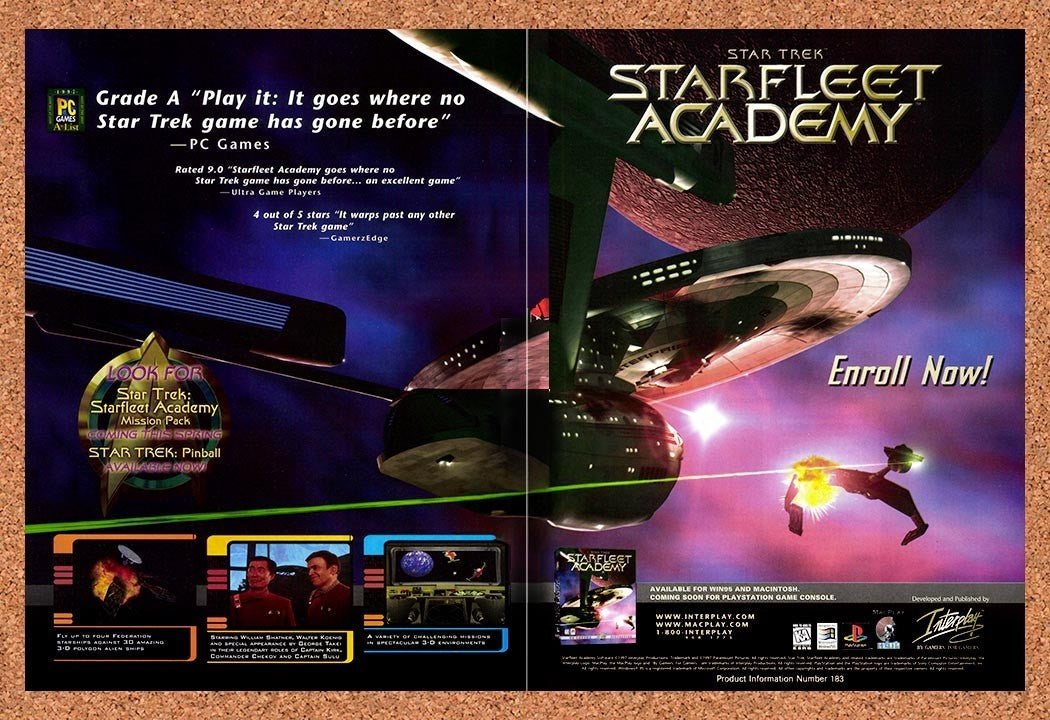 1998 Star Trek Starfleet Academy PC Original Advertisement / Retro Promo v5