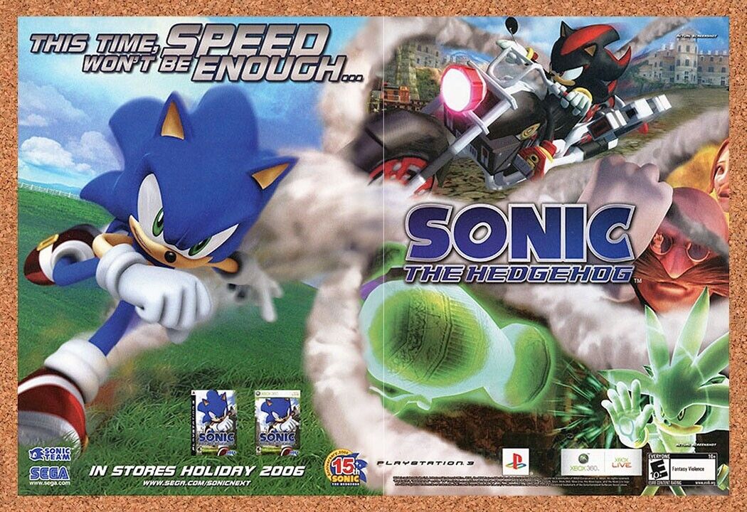 Sonic the Hedgehog PS3 Original 2007 Ad Authentic Sega Video Game Promo
