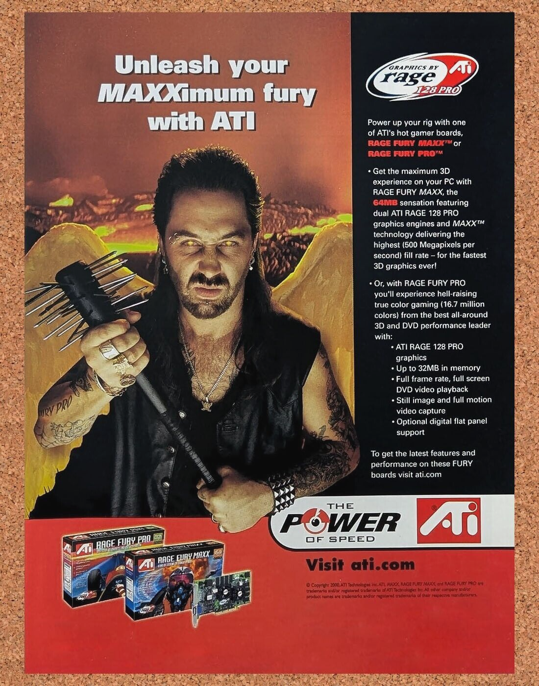 ATI Rage Fury Pro Original 2002 Ad Authentic GPU Video Card Retro Tech Promo