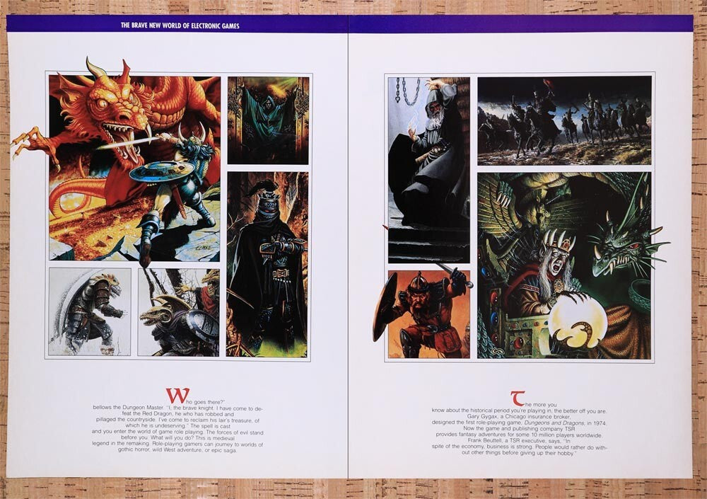 1990 Dungeons & Dragons Early D&D PC Game Story Original Ad / Retro Wall Art v11