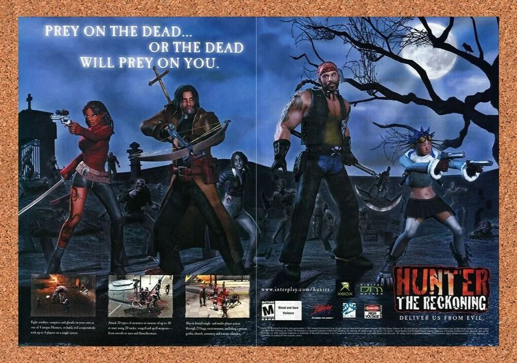 Hunter The Reckoning Xbox Original 2003 Ad Authentic Horror Video Game Promo