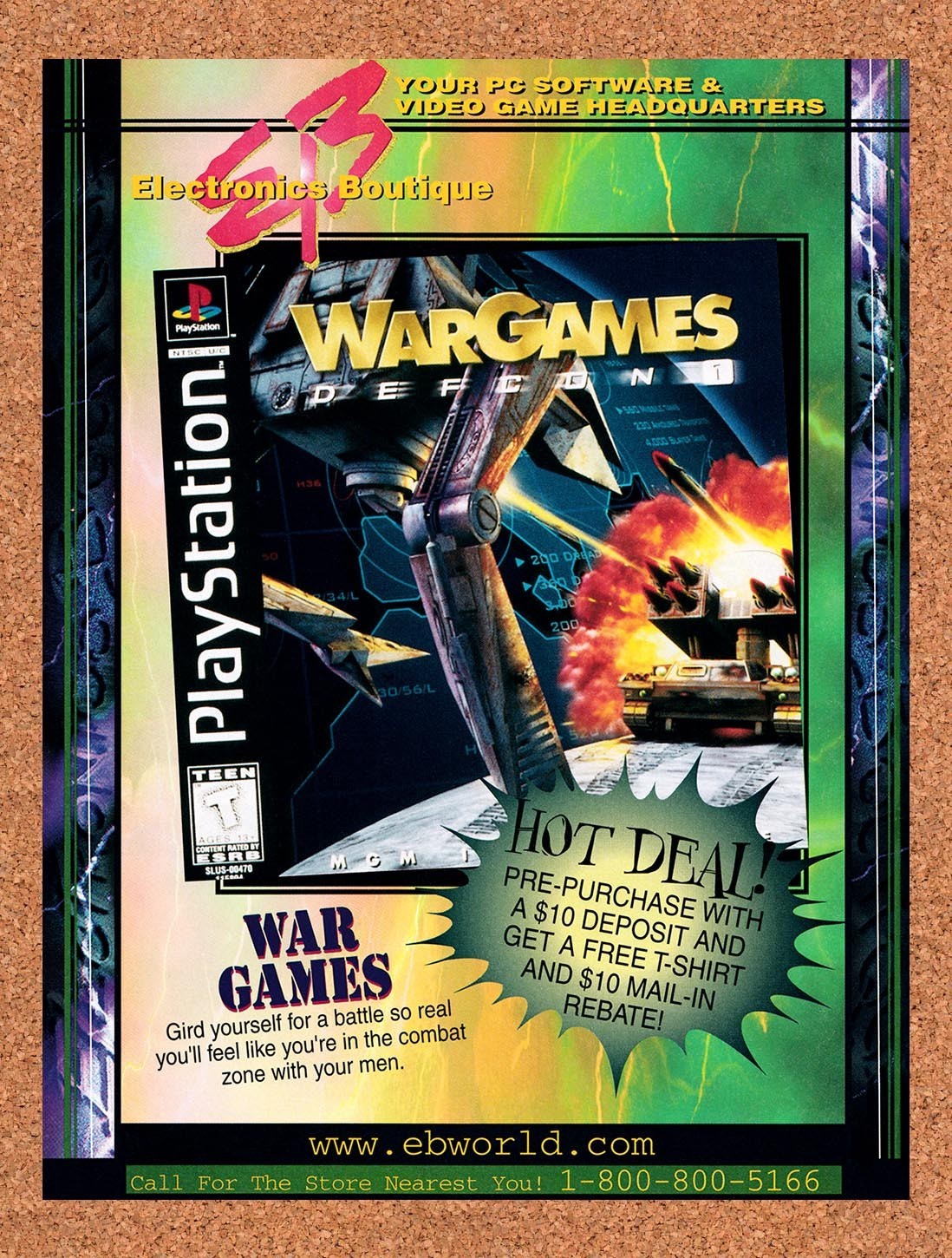1998 WarGames Defcon EB Games Original Advertisement / Retro Promo v1