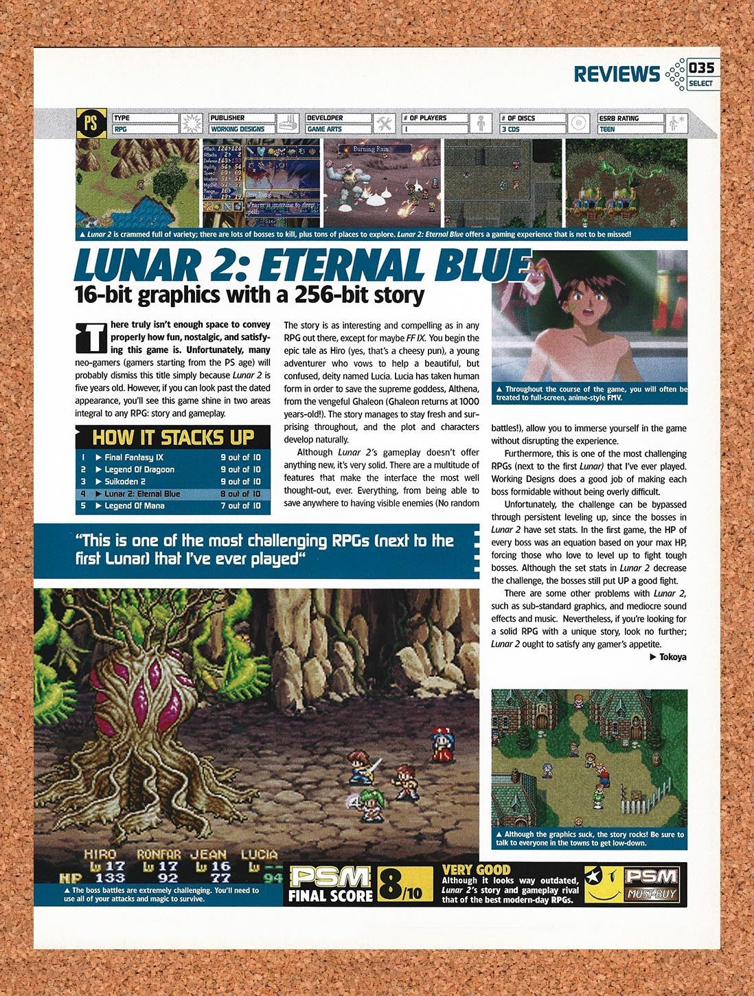 2001 Lunar 2 Eternal Blue PS1 Original Advertisement / Retro Promo vr4