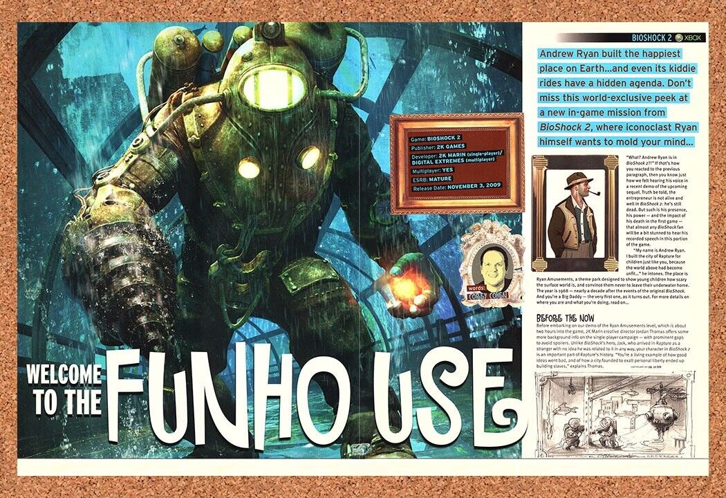 Bioshock 2 Xbox 360 Original 2009 Print Ad Authentic Video Game Review Promo