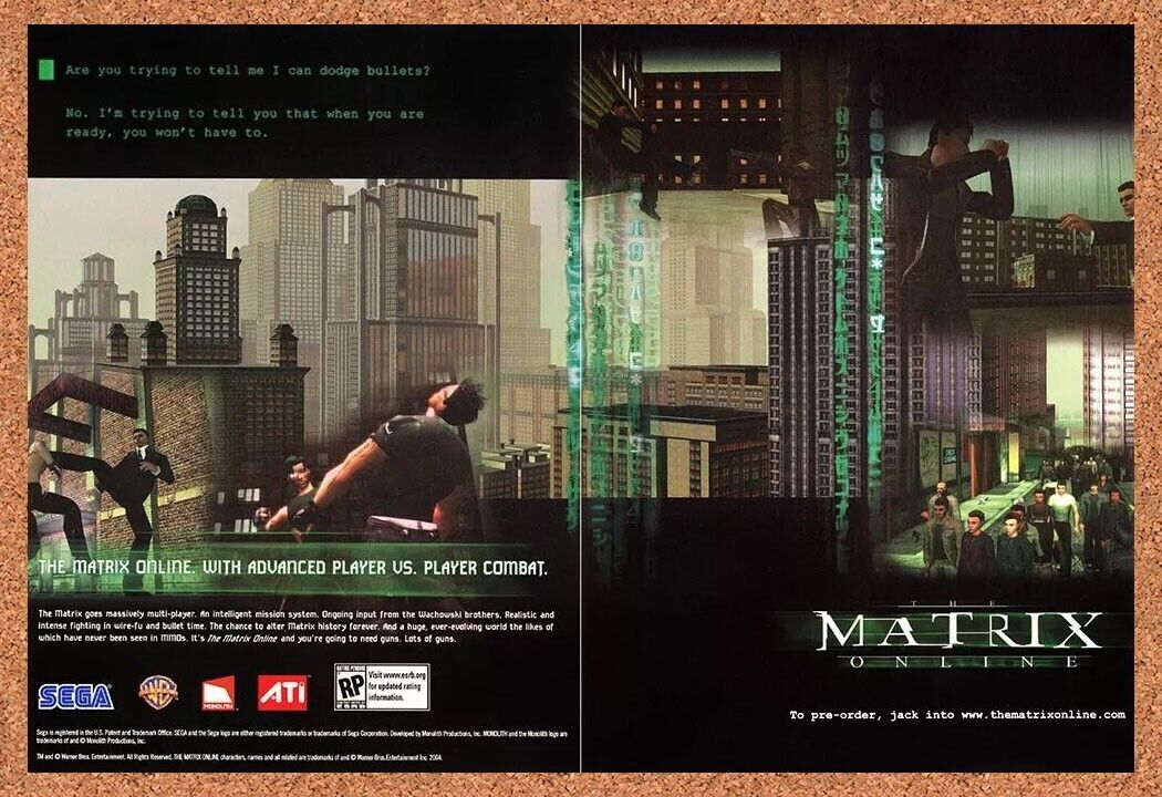 The Matrix Online PC Original 2006 Ad Authentic Sega Online Video Game Promo v2