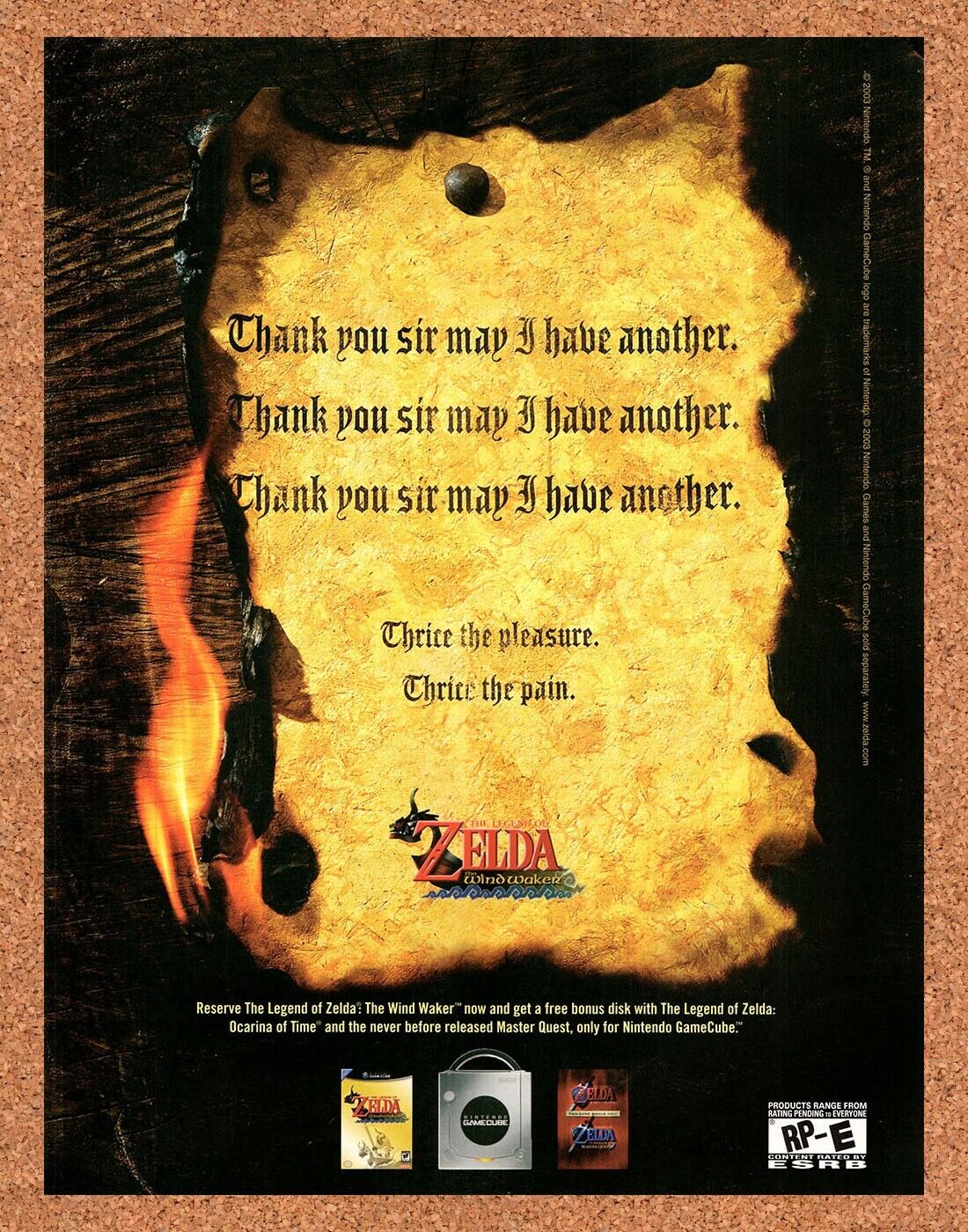 Zelda Wind Waker GameCube Original 2003 Vintage Ad - Scroll Video Game Promo