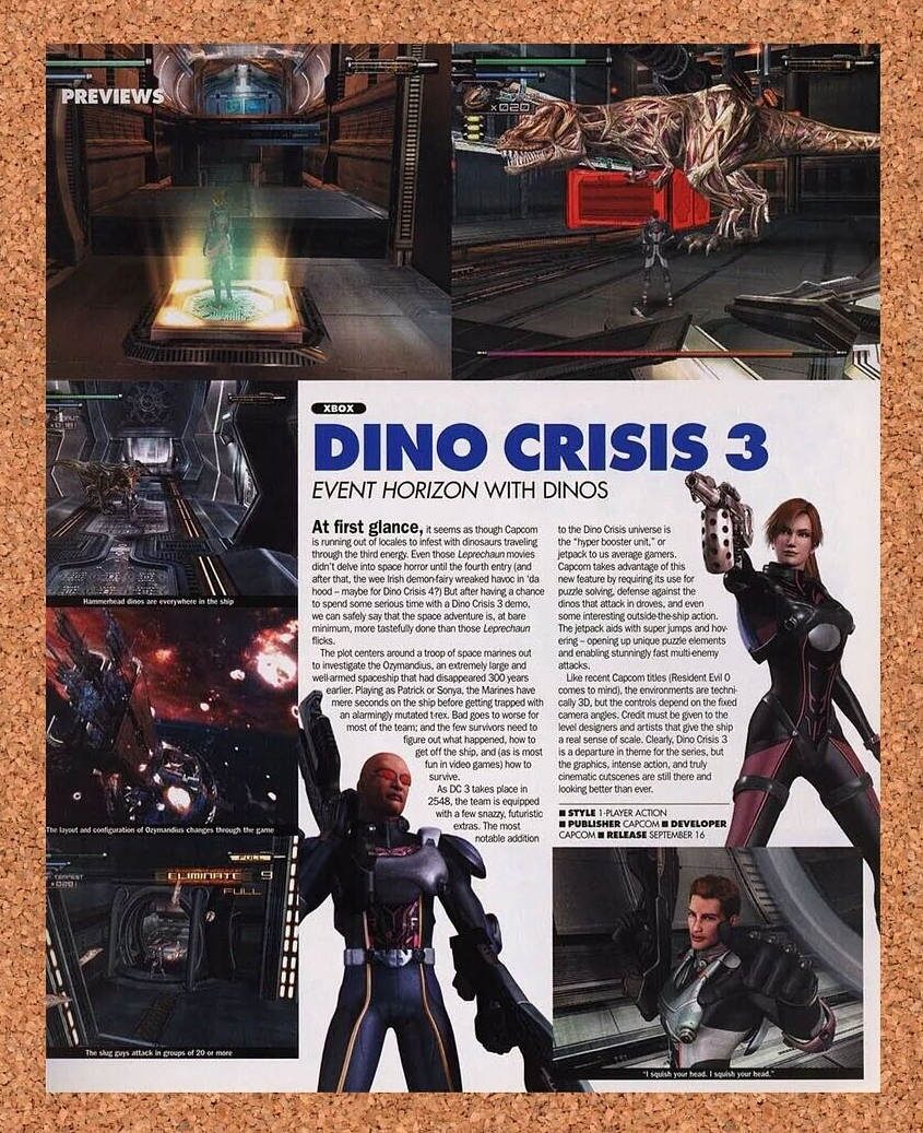 Dino Crisis 3 Xbox Original 2005 Ad Authentic Capcom Horror Video Game Promo